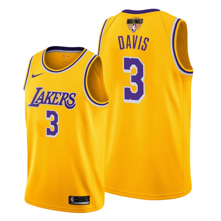Men's Los Angeles Lakers #3 Anthony Davis 2020 Gold Finals Bound Icon Edition Stitched Jersey